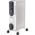 Calorifer Electric, 2000 W, 9 Elementi, Selector 3 Trepte 0-1-2-3, Indicator Luminos, Maner si Roti, Suport Cablu, Alb cu Negru