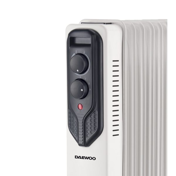 Calorifer Electric, 2000 W, 9 Elementi, Selector 3 Trepte 0-1-2-3, Indicator Luminos, Maner si Roti, Suport Cablu, Alb cu Negru