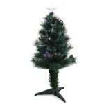 Brad Artificial de Craciun cu Fibra Optica si 41 LED-uri Multicolore, 90 cm, Efect Flash, Stea in Varf, 72 Varfuri, Verde