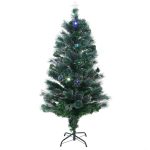 Brad Artificial de Craciun cu Fibra Optica si 78 LED-uri Multicolore, 150 cm, Efect Flash, Stea in Varf, 145 Varfuri, Verde