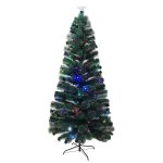 Brad Artificial de Craciun cu Fibra Optica si 145 LED-uri Multicolore, 250 cm, Efect Flash, Stea in Varf, 280 Varfuri, Verde