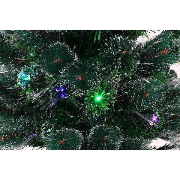 Brad Artificial de Craciun cu Fibra Optica si 145 LED-uri Multicolore, 250 cm, Efect Flash, Stea in Varf, 280 Varfuri, Verde