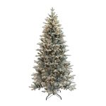 Brad Artificial Nins de Craciun cu 350 LED-uri Alb Cald, 210 cm, 1482 Varfuri, Diametru 112 cm, Suport Metalic, Verde cu Alb