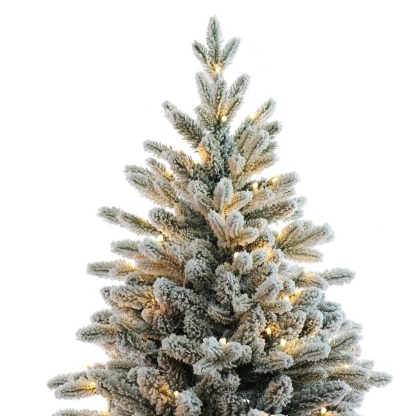Brad Artificial Nins de Craciun cu 350 LED-uri Alb Cald, 210 cm, 1482 Varfuri, Diametru 112 cm, Suport Metalic, Verde cu Alb