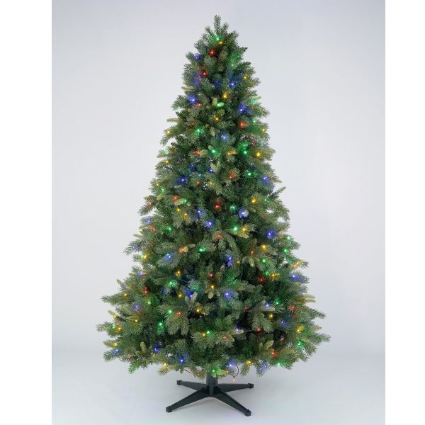 Brad Artificial de Craciun cu 400 LED-uri Calde si Multicolore, Rotativ, Muzical, Telecomanda, 210 cm, 1446 Varfuri, Verde