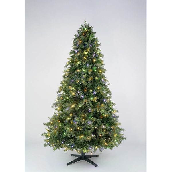 Brad Artificial de Craciun cu 400 LED-uri Calde si Multicolore, Rotativ, Muzical, Telecomanda, 210 cm, 1446 Varfuri, Verde