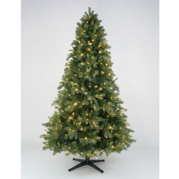 Brad Artificial de Craciun cu 400 LED-uri Calde si Multicolore, Rotativ, Muzical, Telecomanda, 210 cm, 1446 Varfuri, Verde