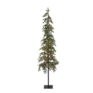 Brad Artificial de Craciun cu 240 LED-uri Alb Cald, 180 cm, Diametru 40 cm, Baza Patrata, Transformator 24 V, IP44, Verde