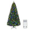Brad Artificial de Craciun cu 440 LED-uri RGB Multicolor si Alb Cald, Telecomanda, 240 cm, 1484 Varfuri, Diametru 124 cm, Verde