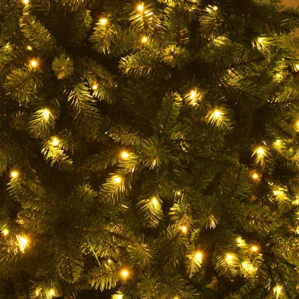 Brad Artificial de Craciun cu 440 LED-uri RGB Multicolor si Alb Cald, Telecomanda, 240 cm, 1484 Varfuri, Diametru 124 cm, Verde