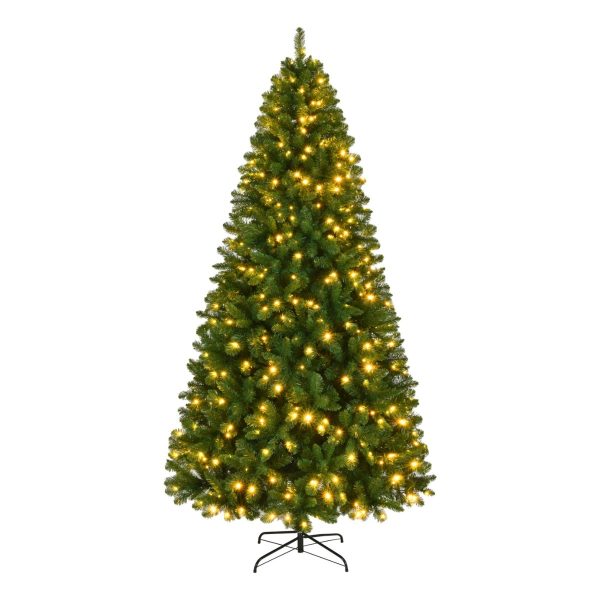 Brad Artificial de Craciun cu 440 LED-uri RGB Multicolor si Alb Cald, Telecomanda, 240 cm, 1484 Varfuri, Diametru 124 cm, Verde