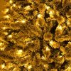 Brad Artificial Nins de Craciun cu 500 LED-uri Alb Cald, 240 cm, 1600 Varfuri, Diametru 135 cm, Suport Metalic, Verde cu Alb
