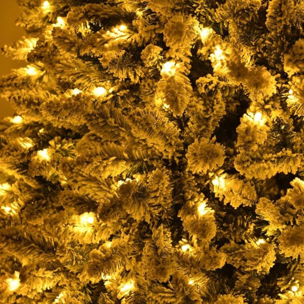 Brad Artificial Nins de Craciun cu 500 LED-uri Alb Cald, 240 cm, 1600 Varfuri, Diametru 135 cm, Suport Metalic, Verde cu Alb