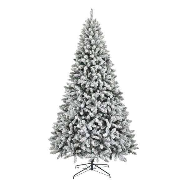 Brad Artificial Nins de Craciun cu 500 LED-uri Alb Cald, 240 cm, 1600 Varfuri, Diametru 135 cm, Suport Metalic, Verde cu Alb