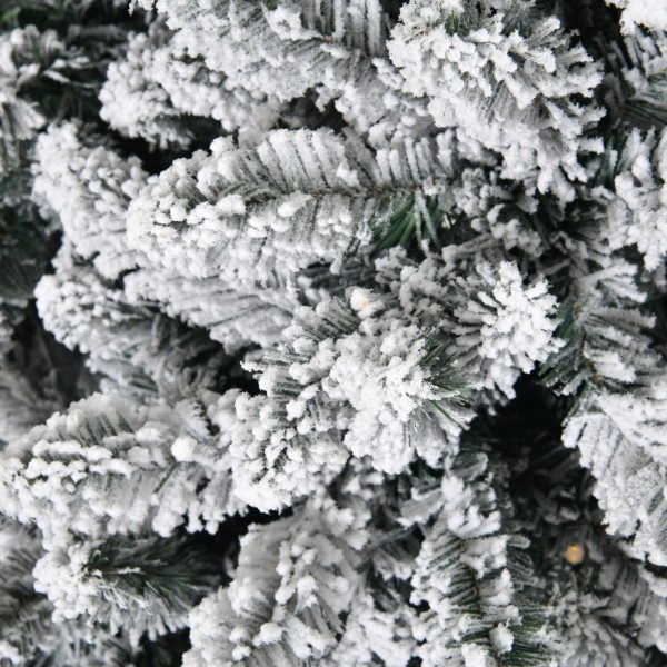 Brad Artificial Nins de Craciun cu 500 LED-uri Alb Cald, 240 cm, 1600 Varfuri, Diametru 135 cm, Suport Metalic, Verde cu Alb