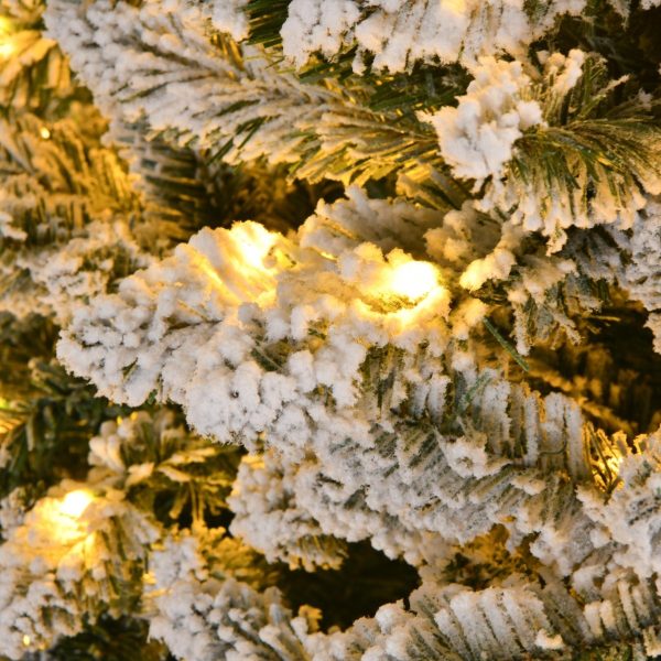 Brad Artificial Nins de Craciun cu 500 LED-uri Alb Cald, 240 cm, 1600 Varfuri, Diametru 135 cm, Suport Metalic, Verde cu Alb
