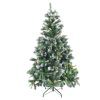 Brad Artificial de Craciun cu Conuri si Ramuri Inghetate, 180 cm, 690 Varfuri, Diametru 119 cm, Suport Metalic, Verde