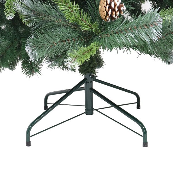 Brad Artificial de Craciun cu Conuri si Ramuri Inghetate, 180 cm, 690 Varfuri, Diametru 119 cm, Suport Metalic, Verde