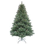 Brad Artificial de Craciun cu Varfuri Aurite si Inghetate, 210 cm, 1001 Varfuri, PVC, Suport Metalic Inclus, Verde