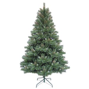 Brad Artificial de Craciun cu Varfuri Aurite si Inghetate, 210 cm, 1001 Varfuri, PVC, Suport Metalic Inclus, Verde