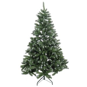 Brad Artificial de Craciun cu Ramuri Inghetate, 180 cm, 815 Varfuri, PVC, Suport Metalic Inclus, Verde cu Alb
