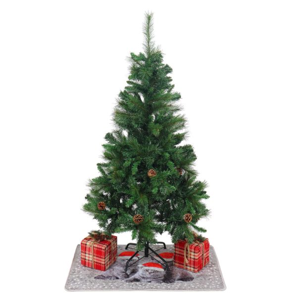 Brad Artificial de Craciun cu Conuri de Pin, Aspect Natural, 150 cm, 418 Varfuri, PVC, Suport Metalic Inclus, Verde