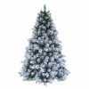 Brad Artificial Nins de Craciun cu Conuri, 210 cm, 873 Crengute, Diametru 137.2 cm, Suport Metalic, Verde cu Alb