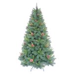 Brad Artificial de Craciun cu Aspect Natural si Conuri, 300 cm, 2284 Crengute, PVC, Suport Metalic, Verde