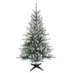 Brad Artificial Nins de Craciun, 150 cm, Diametru 96 cm, PVC, Suport Plastic, Verde cu Alb