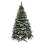 Brad Artificial Nins de Craciun, 220 cm, Diametru 130 cm, Polietilena si PVC, Suport Plastic, Verde