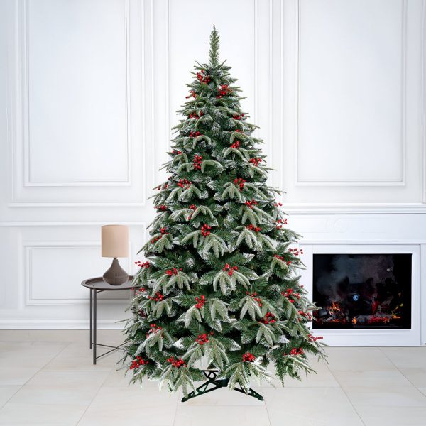 Brad Artificial Nins de Craciun, 220 cm, Diametru 130 cm, Polietilena si PVC, Suport Plastic, Verde