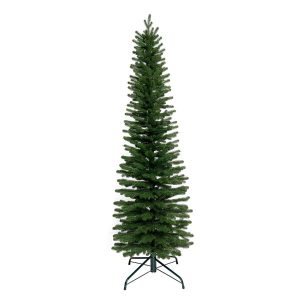 Brad Artificial de Craciun cu Aspect Natural, 180 cm, Diametru 50 cm, Polietilena, Suport Metalic, Verde