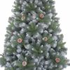 Brad Artificial de Craciun cu Conuri si Aspect de Zapada, 240 cm, 4 Sectiuni, PVC, Suport Metalic, Verde