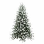 Brad Artificial Nins de Craciun cu Ramuri Inghetate, 200 cm, 2 Sectiuni, Polietilena si PVC, Suport Metalic, Verde cu Alb