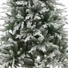 Brad Artificial Nins de Craciun cu Ramuri Inghetate, 200 cm, 2 Sectiuni, Polietilena si PVC, Suport Metalic, Verde cu Alb