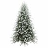 Brad Artificial Nins de Craciun cu Ramuri Inghetate, 240 cm, 4 Sectiuni, Polietilena si PVC, Suport Metalic, Verde cu Alb