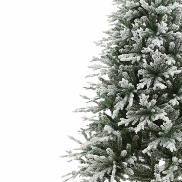 Brad Artificial Nins de Craciun cu Ramuri Inghetate, 240 cm, 4 Sectiuni, Polietilena si PVC, Suport Metalic, Verde cu Alb