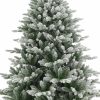 Brad Artificial de Craciun cu Aspect de Zapada si Ramuri Inghetate, 180 cm, 2 Parti, PVC, Suport Metalic, Verde cu Alb