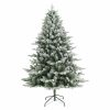 Brad Artificial de Craciun cu Aspect de Zapada si Ramuri Inghetate, 210 cm, 3 Parti, PVC, Suport Metalic, Verde cu Alb