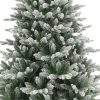 Brad Artificial de Craciun cu Aspect de Zapada si Ramuri Inghetate, 210 cm, 3 Parti, PVC, Suport Metalic, Verde cu Alb