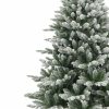 Brad Artificial de Craciun cu Aspect de Zapada si Ramuri Inghetate, 210 cm, 3 Parti, PVC, Suport Metalic, Verde cu Alb