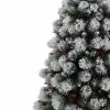 Brad Artificial Nins de Craciun cu Conuri si Fructe Rosii, 180 cm, 2 Sectiuni, PVC, Suport Metalic, Verde cu Alb