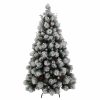 Brad Artificial Nins de Craciun cu Conuri si Fructe Rosii, 210 cm, 3 Sectiuni, PVC, Suport Metalic, Verde cu Alb