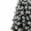 Brad Artificial Nins de Craciun cu Conuri si Fructe Rosii, 210 cm, 3 Sectiuni, PVC, Suport Metalic, Verde cu Alb