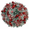 Brad Artificial Pliabil Nins de Craciun cu Globuri si Funde Carouri, 180 cm, Diametru 60 cm, Verde cu Alb si Rosu