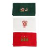 Set Prosoape Bucatarie Craciun, 3 Bucati, 30 x 50 cm, Bumbac 500 g/mp, Broderie Mos Craciun, Brazi si Acadele, Multicolor