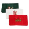 Set Prosoape Bucatarie Craciun, 3 Bucati, 30 x 50 cm, Bumbac 500 g/mp, Broderie Mos Craciun, Brazi si Acadele, Multicolor