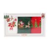 Set Prosoape Bucatarie Craciun, 3 Bucati, 30 x 50 cm, Bumbac 500 g/mp, Broderie Mos Craciun, Brazi si Acadele, Multicolor