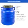 Butoi Plastic pentru Muraturi, 40 L, Gura Larga cu Capac, 2 Manere Laterale, Recipient Alimentar pentru Depozitare, Albastru