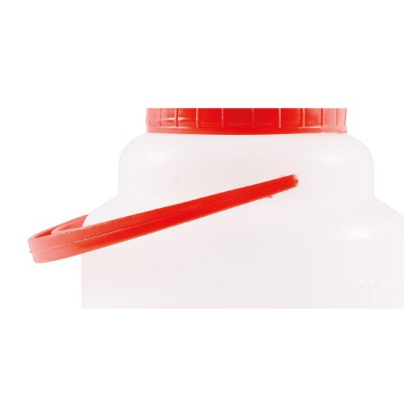 Bidon Plastic pentru Muraturi, 2 L, Rotund, Capac Rosu, Maner de Transport, Recipient Alimentar pentru Depozitare, Alb
